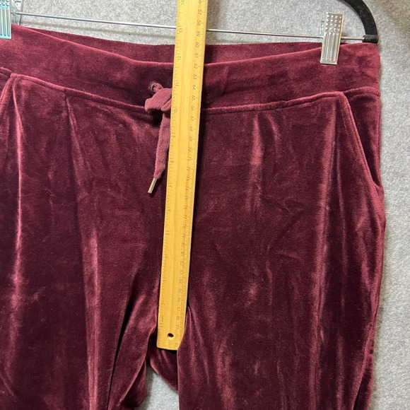 Gloria Vanderbilt Velour Lounge Pants Burgundy Drawstring Waist Wide Leg Size M - Picture 5 of 8